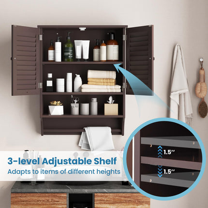 Dreamade Bathroom Cabinet Wall Mounted - Hanging Medicine Cabinet with 2 Louvered Doors