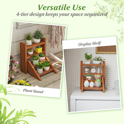 Dreamade Plant Stand for Desk 4-Tier Small Tabletop Ladder Shelf for Succulents