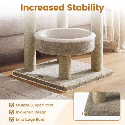 DREAMADE 36-Inch Modern Cat Tree with Scratching Posts & 2 Beds