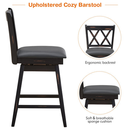 Dreamade Bar Stool with Foot Rest Upholstered Cushion & Ergonomic Backrest