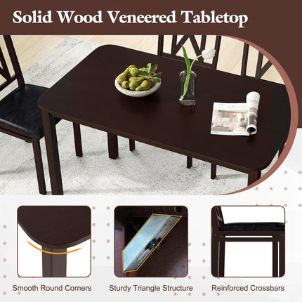 Dreamade 5-Piece Dining Table Set for 4, 47" Rectangular Kitchen Table & 4 Chairs