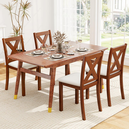 Dreamade Wooden Dining Chair Set of 2/4 with Padded Seat and Curved Back