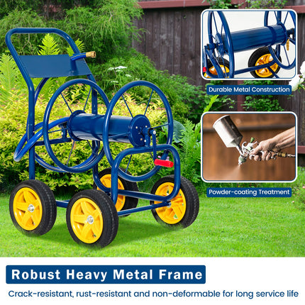 Dreamade Garden Hose Reel Cart - Water Hose Cart with 4 Wheels & Non-slip Grip