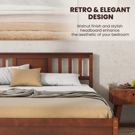 Dreamade Solid Wood Platform Bed Frame, Mid Century Full Bed Frame with Headboard