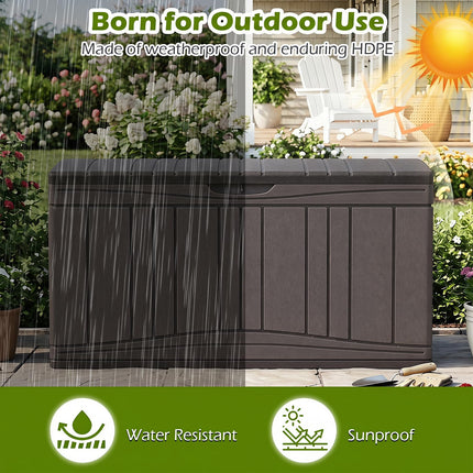 Dreamade 80 Gallon Patio HDPE Storage Bin with Gas Struts & Lock-Compatible Lid