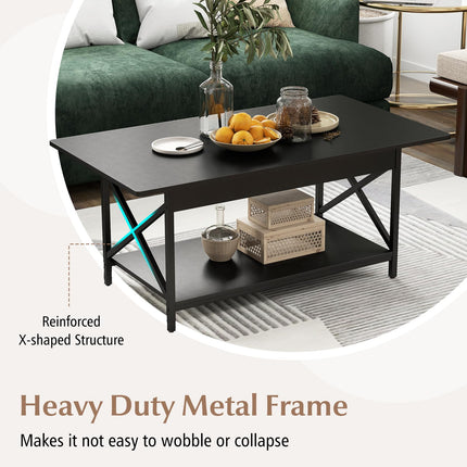 Dreamade 2 Tier Coffee Table with Storage Shelf