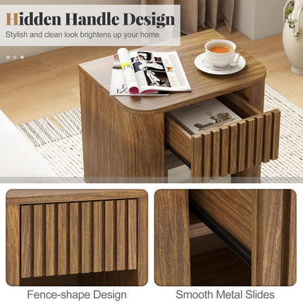 Dreamade Mid Century Modern Nightstand Set of 1/2 Fluted Bedside Table