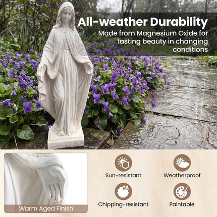 Dreamade Virgin Mary Garden Statue 31.5"| Blessed Mother Outdoor Religious Statue