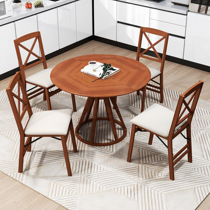 Dreamade Folding Dining Chairs Set of 2/4, Modern Kitchen Chairs w/Padded Seat & Cross Backrest