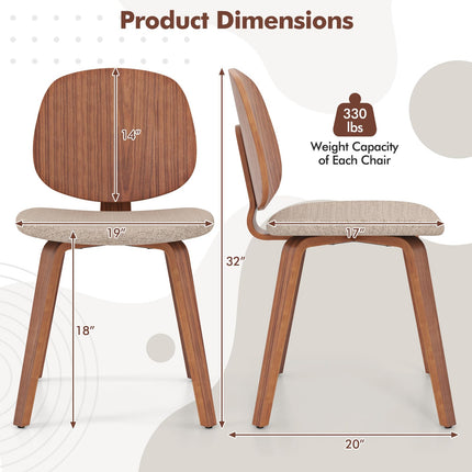 Dreamade Wooden Dining Chairs Set of 2/4 Chenille Fabric Upholstered Kitchen Chair w/Bentwood Frame