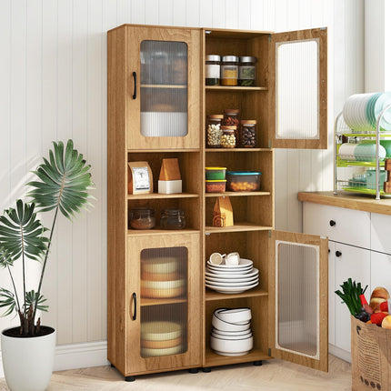 Dreamade 67" Tall Bathroom Storage Cabinet | Narrow Freestanding Cabinet with 2 Fluted Doors