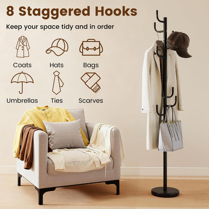 Dreamade 69" Metal Coat Rack 8-Hook Cactus Clothes Stand