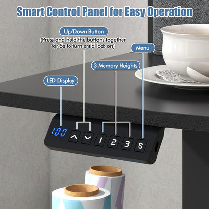 Dreamade Electric Standing Desk with 2 Drawers, 48" /55"x 24" Height Adjustable Electric Stand Up Desk with Storage Shelf