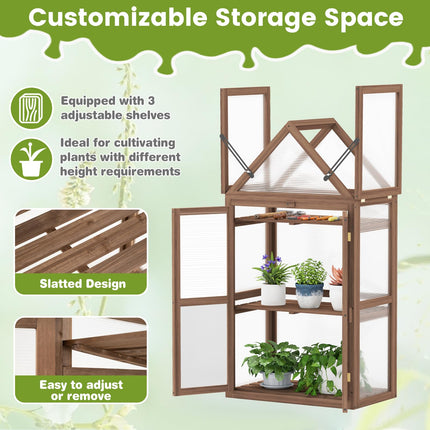 Dreamade Garden Cold Frame Mini Greenhouse Storage Shelves