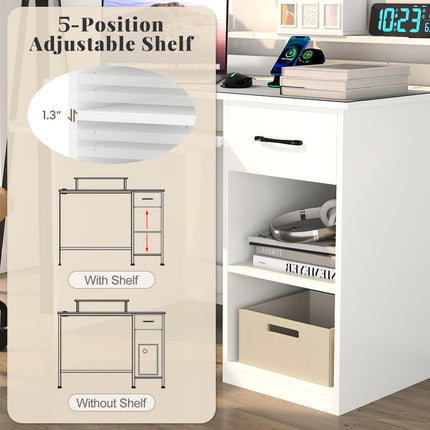 Dreamade White Desk with Drawers Modern Home Office Desk