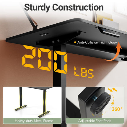 Dreamade Electric Standing Desk 48" x 24" Ergonomic Height Adjustable Sit to Stand Desk with 3 Memory Preset