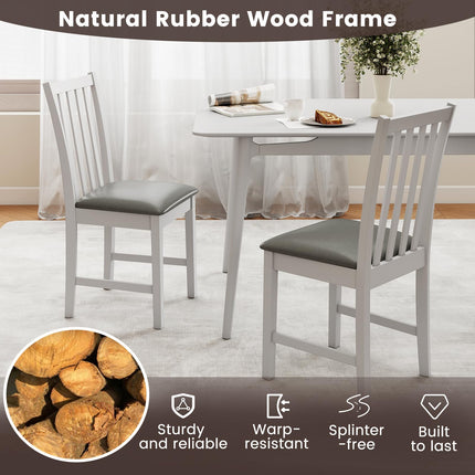 Dreamade Wooden Dining Chairs Set of 2/4 Faux Leather Upholstered Kitchen Chair w/Rubber Wood Legs
