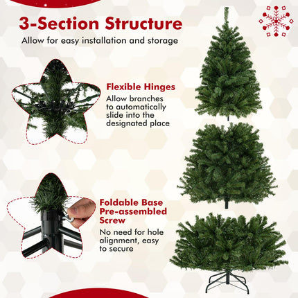 Dreamade 6FT | 7FT | 8FT Pre-Lit Remote Control Artificial Christmas Tree with Warm White LED Lights
