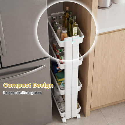 Dreamade 4-Tier Slim Rolling Storage Cart for Kitchen