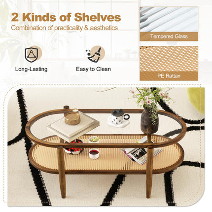 Boho Rattan Coffee Table - Dreamade