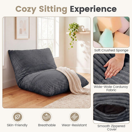 Dreamade 3-in-1 Bean Bag Chair with Soft Crushed Sponge & Comfy Corduroy Fabric