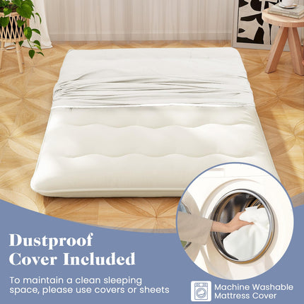 Dreamade Japanese Floor Mattress Futon Mattress, Roll Up Mattress Tatami Mat with Washable Cover and Carry Bag