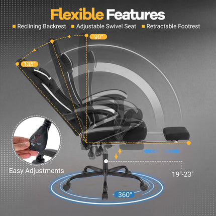 Dreamade Ergonomic Computer Desk Chair with Headrest, Lumbar Support