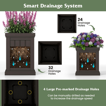 Dreamade 19" Large & 13” Small Flower Pots with Drainage Holes & Nesting Design