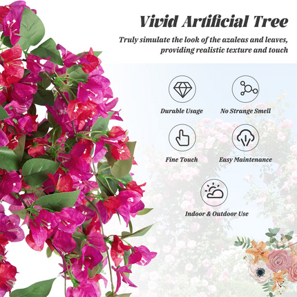 Dreamade 4.5FT Bougainvillea Artificial Tree, Fake Potted Plant w/ 312 Flowers - DreamadeUS