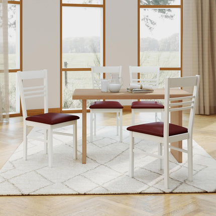 Dreamade Wooden Dining Chairs Set of 2/4 Armless Kitchen Chairs w/Slat Backrest