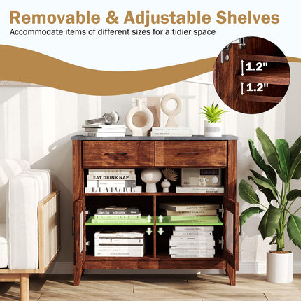 Dreamade Sideboard Buffet Cabinet, Coffee Bar Cabinet with 2 Drawers