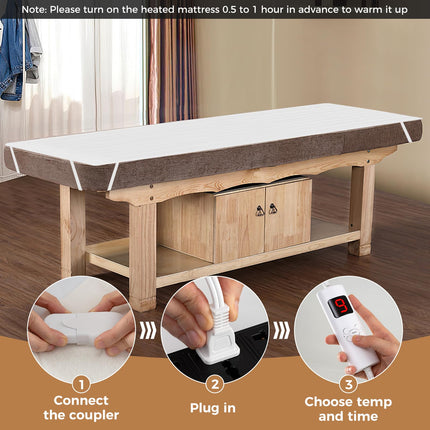 Dreamade Heated Mattress Pad, 9 Heat Setting, 9-Hour Auto Off, Overheat Protection, White, Twin Size, 76” x 39”