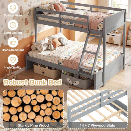 Dreamade Twin Over Full Bunk Bed Wood Bunk Bed