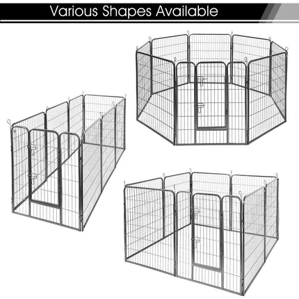 Dreamade 8-Panel Folding Puppy Playpen, Portable Dog Fence W/ Safety Gate for Yard