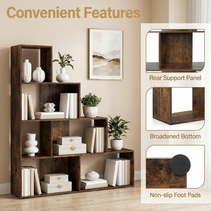 Dreamade 6 Cube Geometric 4-Tier L-Shaped Bookcase with Cubes (1/2)