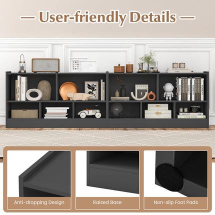 Dreamade 5-Cube Bookcase, Freestanding 3-Tier Bookshelf with Spacious Top & Raised Base