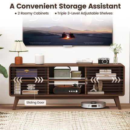 Dreamade TV Stand for 60/65 Inch TV | Mid-Century Modern Entertainment Center with Storage Cabinet