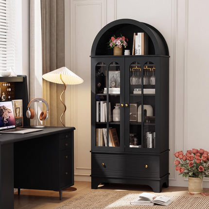 Dreamade 71.5" Arched Cabinet w/Tempered Glass Doors