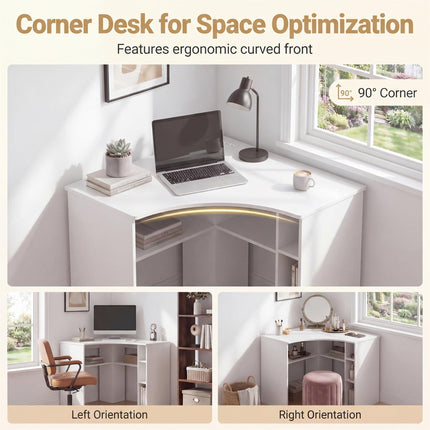 Dreamade Triangle Computer Desk with Charging Station