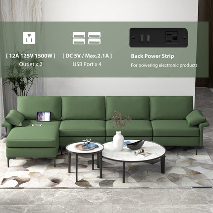 Dreamade 130.5" L Convertible Sofa Couch, Sectional Sleeper