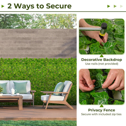 Dreamade Artificial Ivy Privacy Fence 2 Pack - 120" x 40" Artificial Hedges Fence