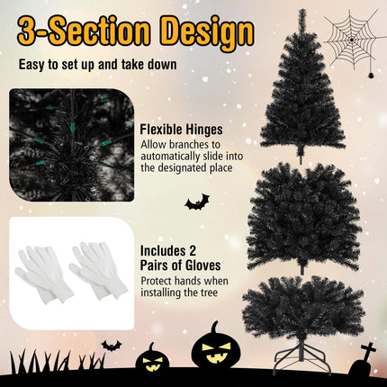 Dreamade Black Pencil Christmas Tree, Pre-lit Artificial Halloween Tree