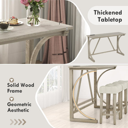 Dreamade Small Dining Table Set - 4-Piece Bar Table and Chairs Set with Power Outlet