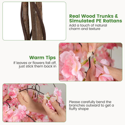 Dreamade 5.5FT Artificial Cherry Blossom Tree Faux Floral Plant Blooming Tree in Nursery Pot