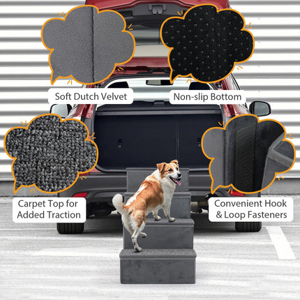Dreamade Dog Stairs with Storage 23" H Folding 4 Step Pet Stairs for Small and Medium Dogs