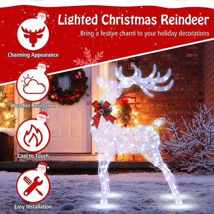 Dreamade Lighted Christmas Reindeer | 4.4 FT Pre-Lit Xmas Holiday Decoration
