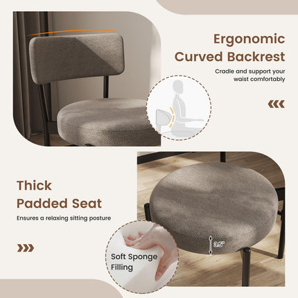 Dreamade Boucle Dining Chairs Set of 2/4, Sherpa Upholstered Kitchen Chairs w/Curved Backrest, Padded Seat & Metal Legs