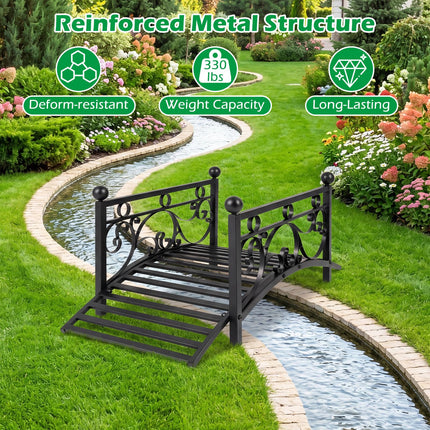 Dreamade 3.3 FT Garden Metal Bridge with Dual Patterned Side Rails
