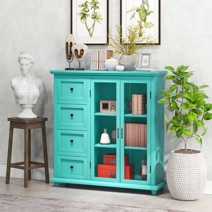 Dreamade Buffet Sideboard with Storage - Kitchen Pantry Cabinet with 2 Doors, 4 Drawers, Adjustable Shelf