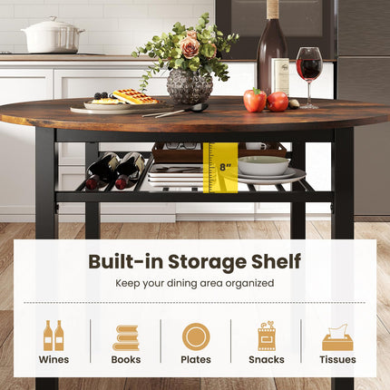 Dreamade 40-Inches Round Kitchen Table & Chairs with Storage Rack & Metal Frame